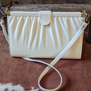 Vintage Antique White Clutch Shoulder Strap Bag